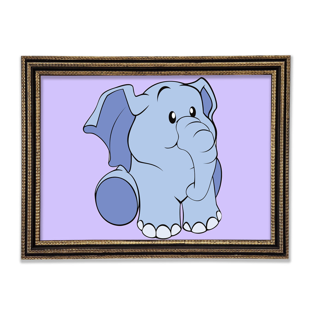 Gerahmtes Wandbild Happy Baby Elephant White