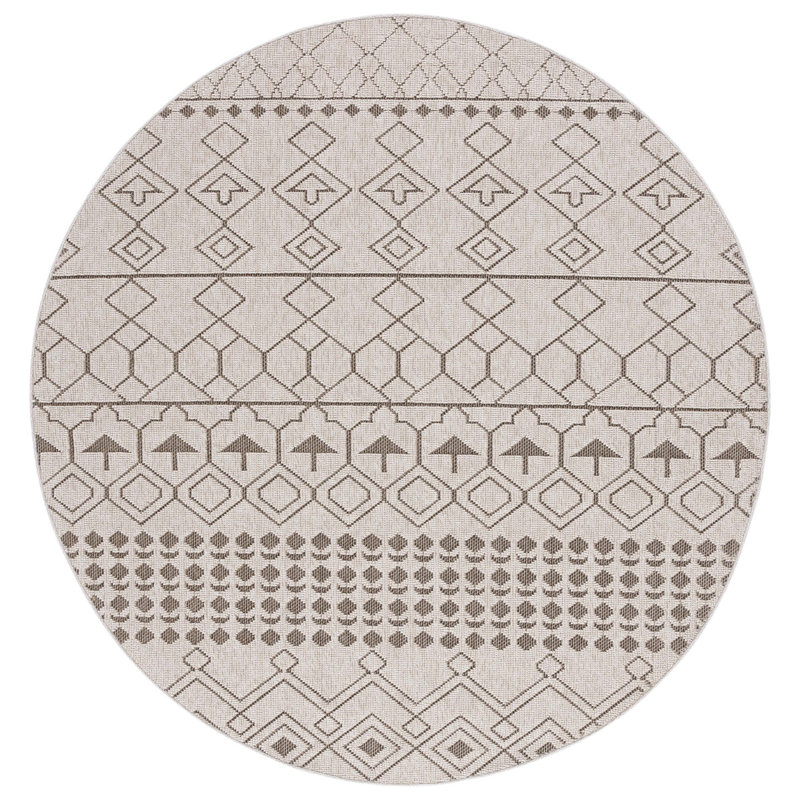 Global Southwestern Indoor/Outdoor Area Rug, Round 6'7"