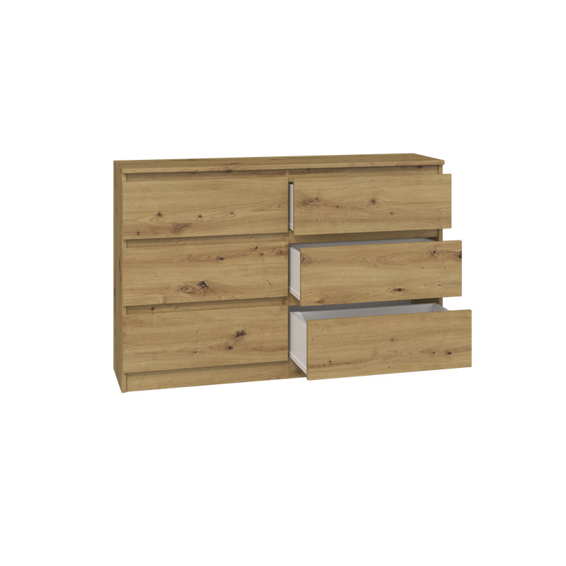 Olhouser 120 cm W Chest of 6 Drawers, Artisan Oak