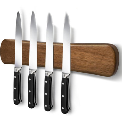Acacia Wood Magnetic Knife Strip Wall Mounted, Full-Length Strong Magnet Knife Bar for Kitchen Utensils