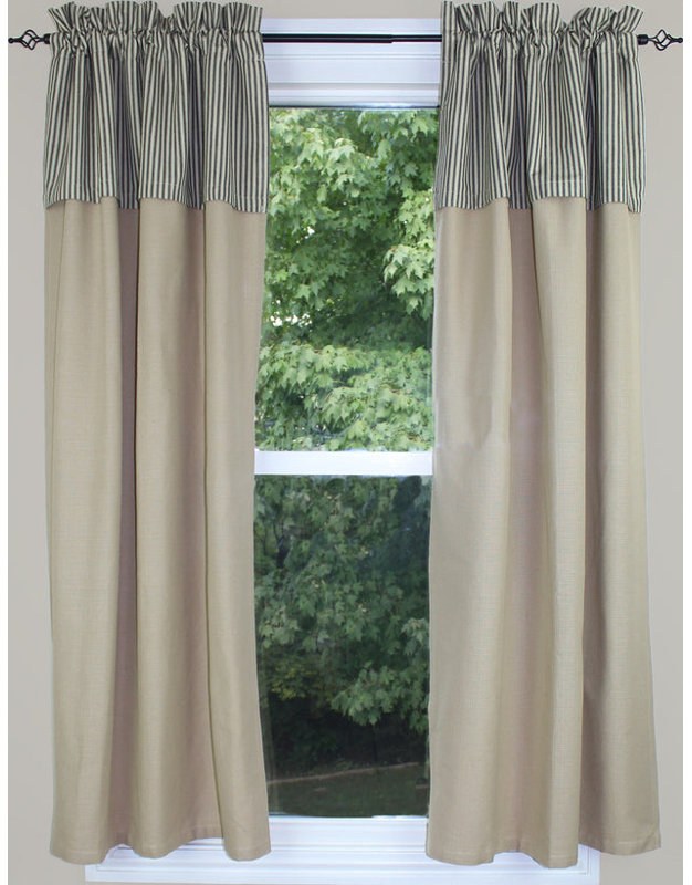 Paire de rideaux occultant en coton Abruscato, Noir / beige, 72 po x 63 po