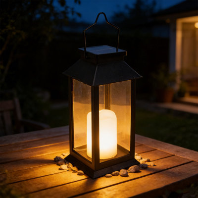 2pcs Solar Lanterns Outdoor Garden Hanging Flickering Flameless LED Candles Lights for Patio Front Porch Backyard Outside Table