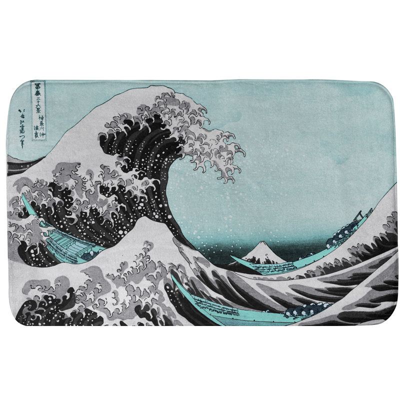 Hague Memory Foam Non-Slip Bath Rug, 21" W x 34" L, Blue/Black