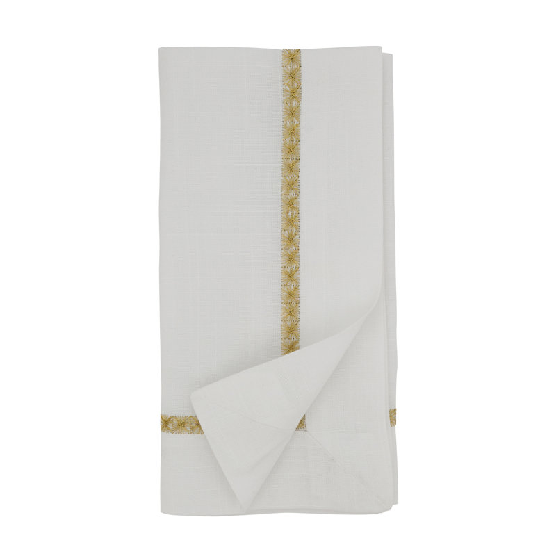 Mayer Collection Polyester Embroidered Square Napkin, Gold