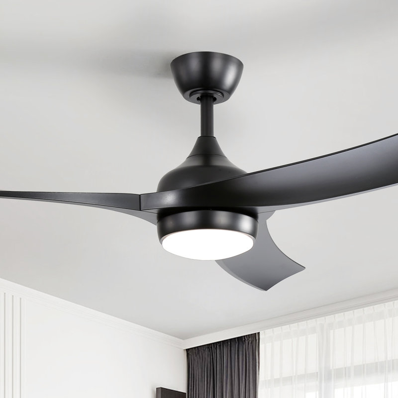 Ventilateur de plafond moderne à 3 pales de 52 po avec lumière et télécommande Whisper, adapté pour un abri intérieur / extérieur, disponible en 3 couleurs