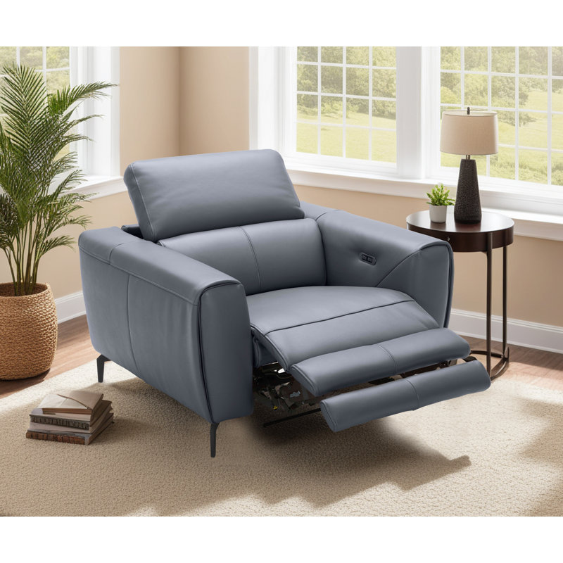 Milan Upholstered Power Recliner, Blue Grey