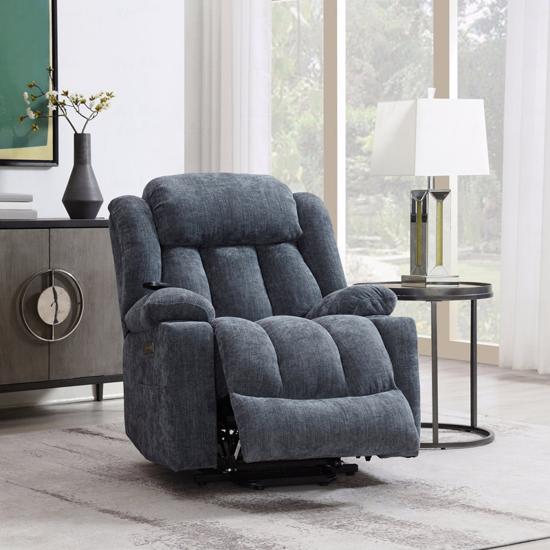 Tissu en chenille bleu avec fonction de mouvement électrique avec fonction d'inclinaison, de chauffage et de massage