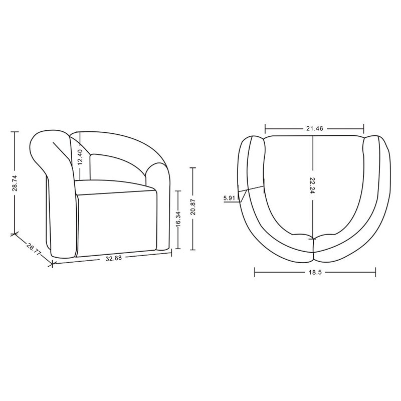 Fauteuil demi-tonneau blanc Darian, Crème Boucle