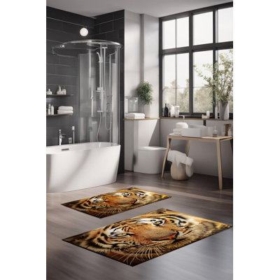 Eakly Luxury Bathmat Set (2 Pieces), 100% Polyester, 16.0 x 23.6 inches & 23.6 x 39.4 inches | Non-Slip Antibacterial Design, 0.3 in Pile Height | Machine Washable, Durable & Easy to Clean | Ideal for Bathroom Décor