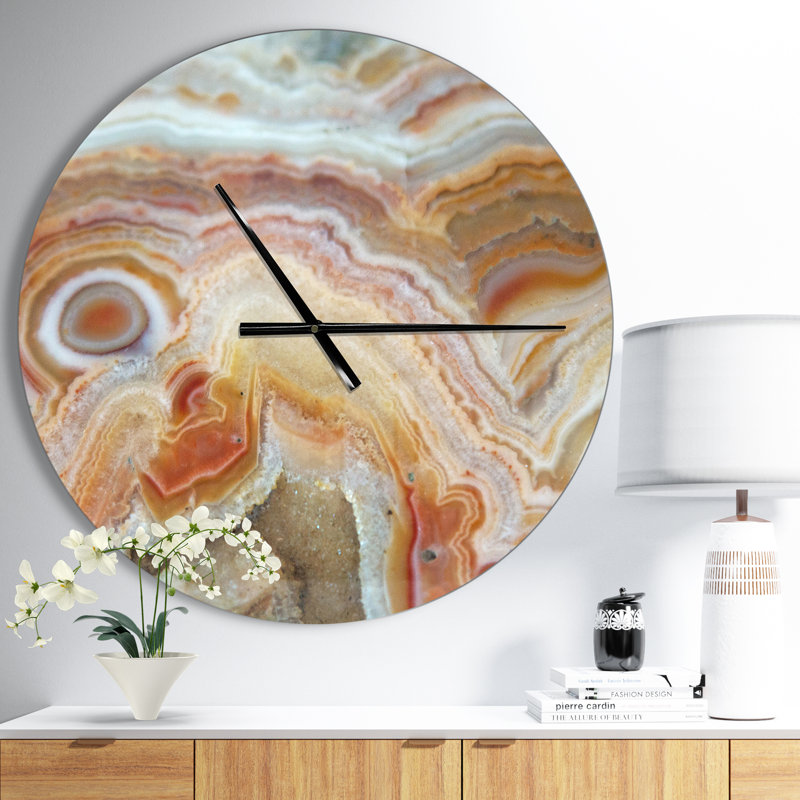 Strips and Ovals on Agate - Horloge murale moderne, Moyen, Carrée