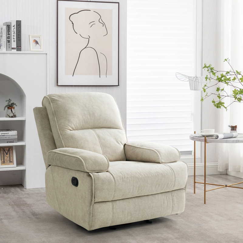 Fauteuil inclinable berçant de 36,4 po Ryse, 100 % polyester beige