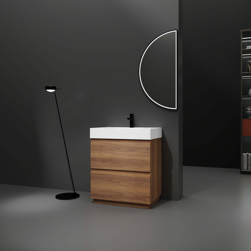 Meuble-lavabo avec lavabo simple, 30", Chêne