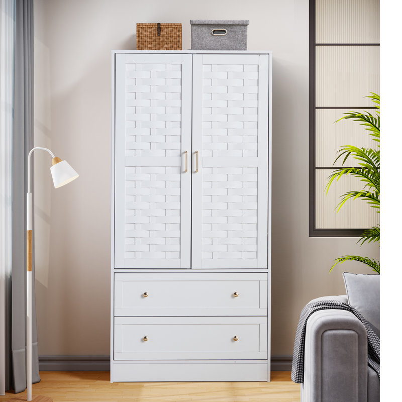 Armoire en bois manufacturé Romond, Blanc