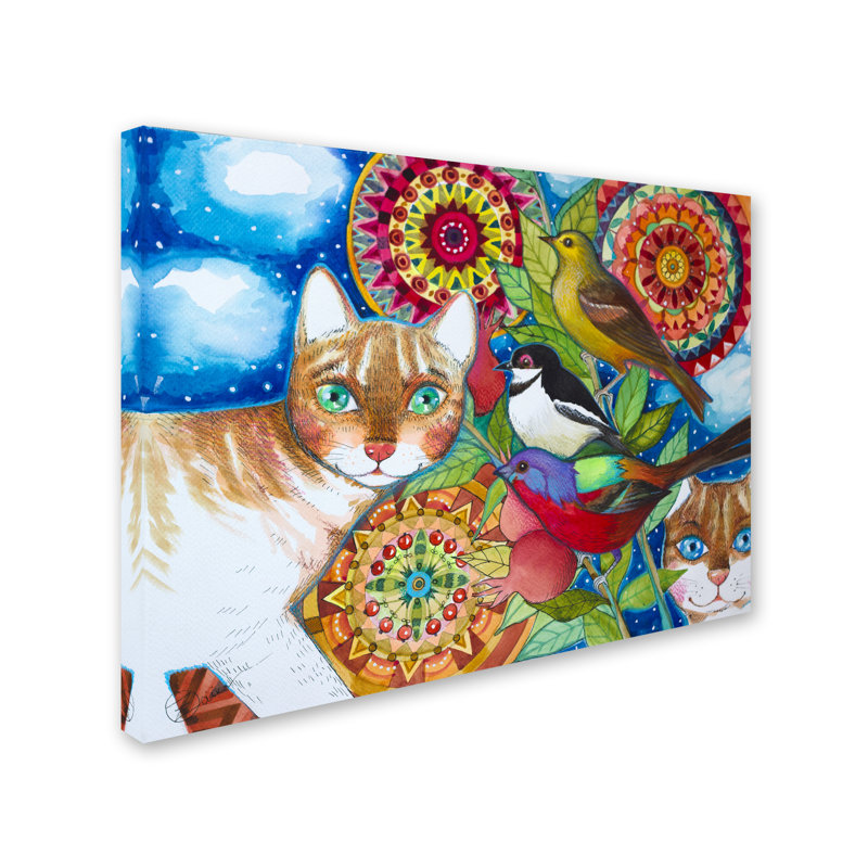 Mandala Cats par Oxana Ziaka - impression sur toile tendue, H 35 po x l 47 po