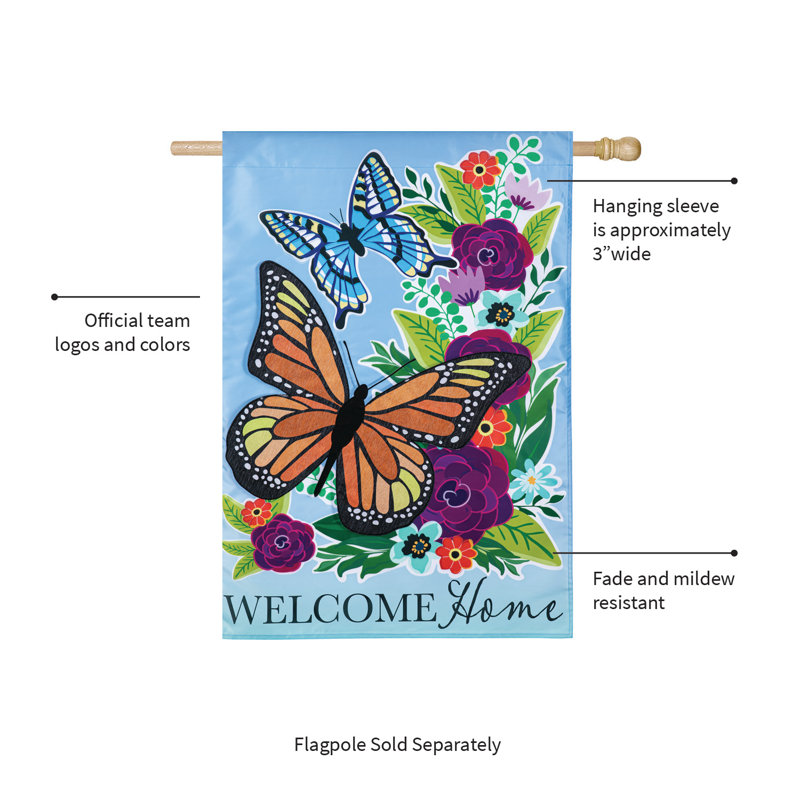 Drapeau de la maison «Welcome Home Butterflies»