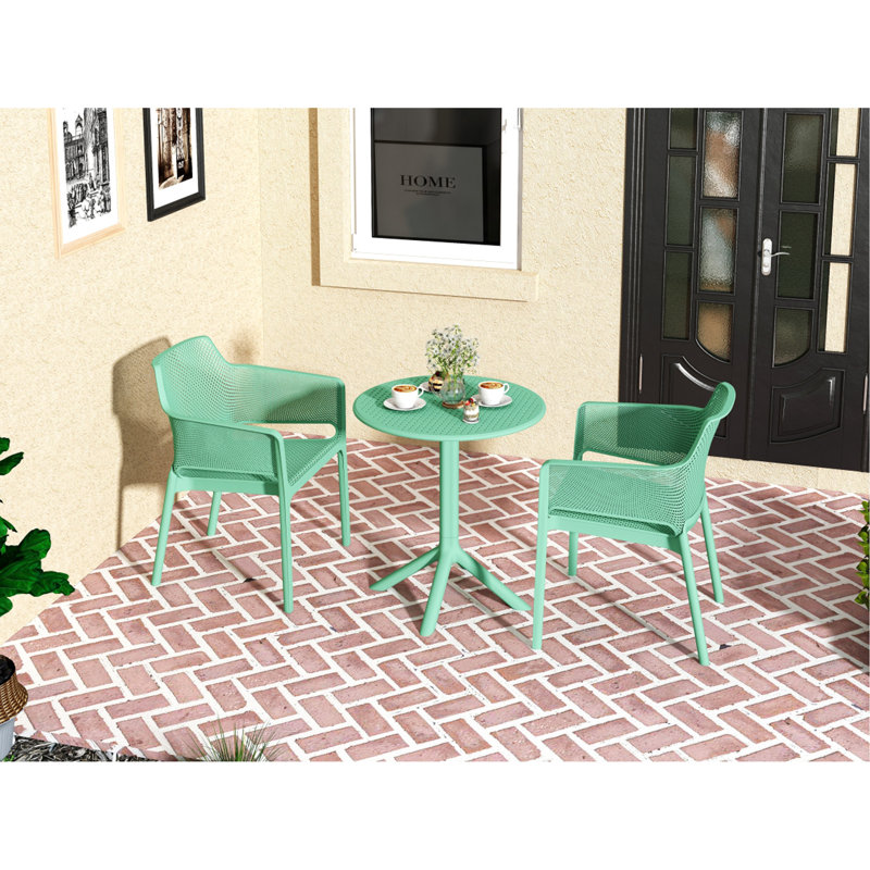 3 piece plastic arm chair Bistro GRS Premium Ocean Plastic, Army Green