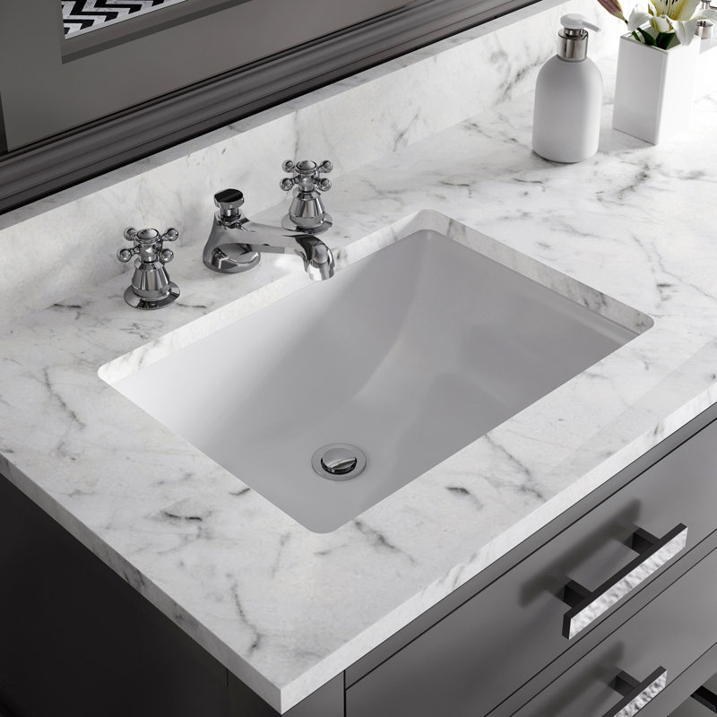 Parmer 72" Carrara White Marble Countertop Bath Vanity with Faucet and Mirror, Cashmere Gray