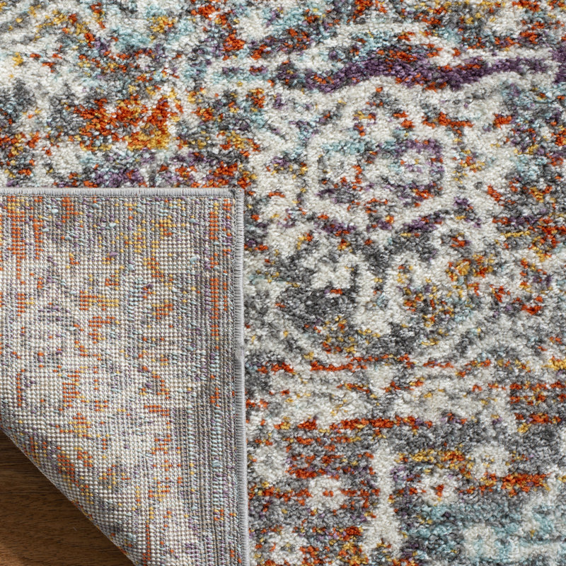Felty Oriental Light Gray/Light Blue Area Rug, Rectangle 3' x 5'