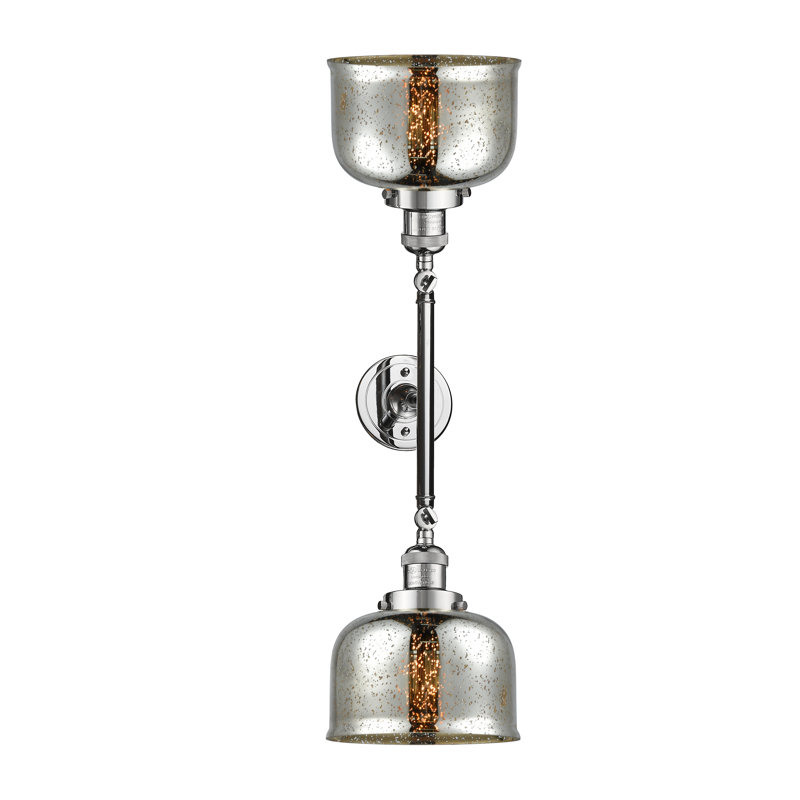 Bell - 2 Light 19" Bath Vanity Light, Silver Mercury, 60 Watt Vintage Incandescent Bulb, Polished Chrome