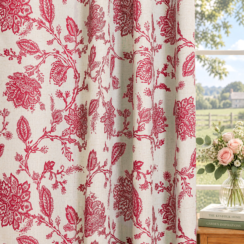 Paire de rideaux occultant et isolants avec œillets Zawacki, Rouge / Beige, L 52 po x L 63 po