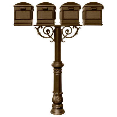 Hanford Aluminum Post Mounted Mailbox with Magnetic Closure