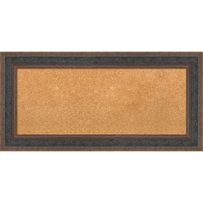 Attic Aged Bronze Wood Framed Corkboard, Natural Cork Bulletin Board, Organization Board, Pin Board