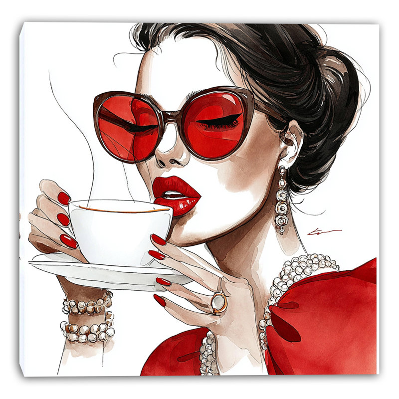 «Scarlet Sip», art mural sur toile tendue, H 40 po x l 40 po