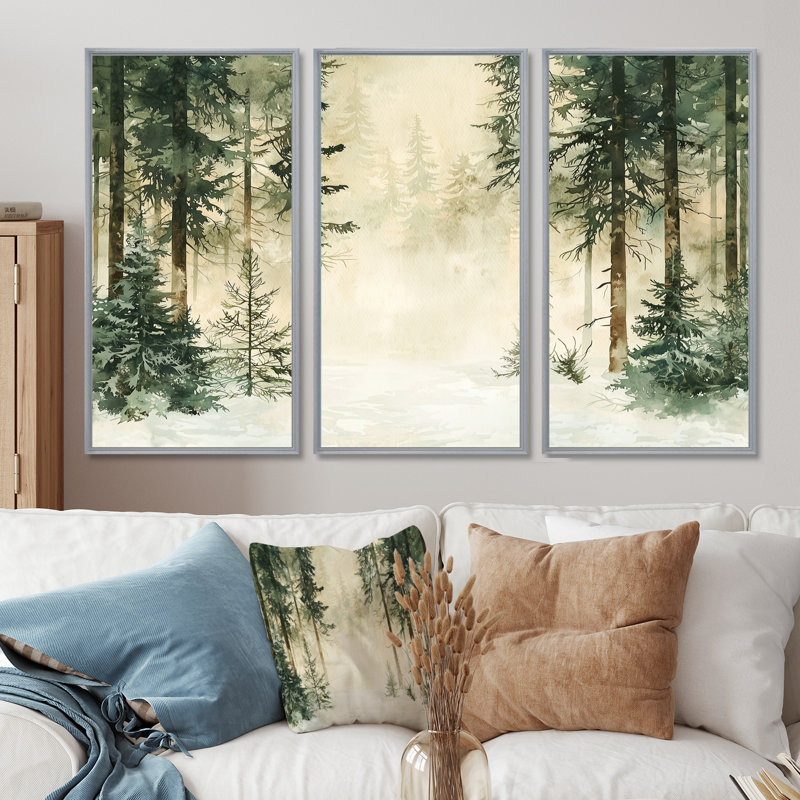 «Minimalist Winter Forest Landscape I - Winter Landscape», ensemble de reproduction d'art mural, H 32 po x l 48 po