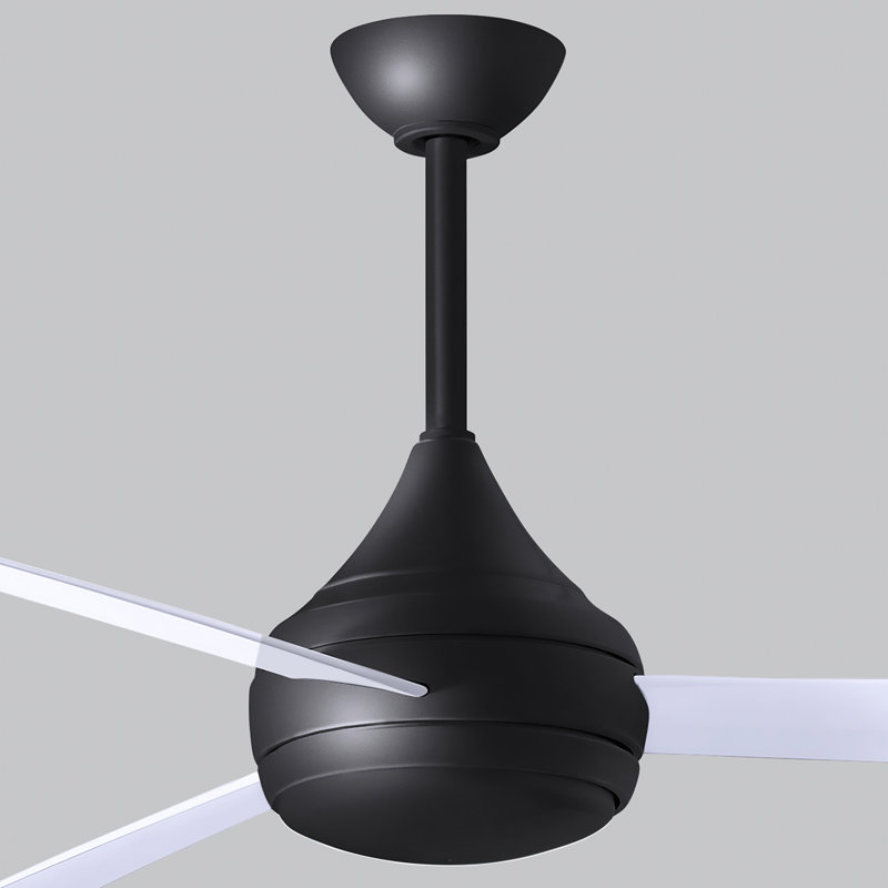 Donaire LED Outdoor Downrod Ceiling Fan, Matte Black, Gloss White