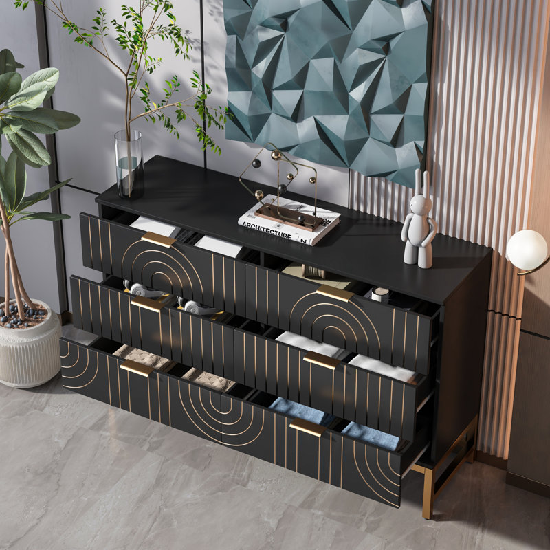 Aviva 47.24'' W 6 - Drawer Dresser, Black