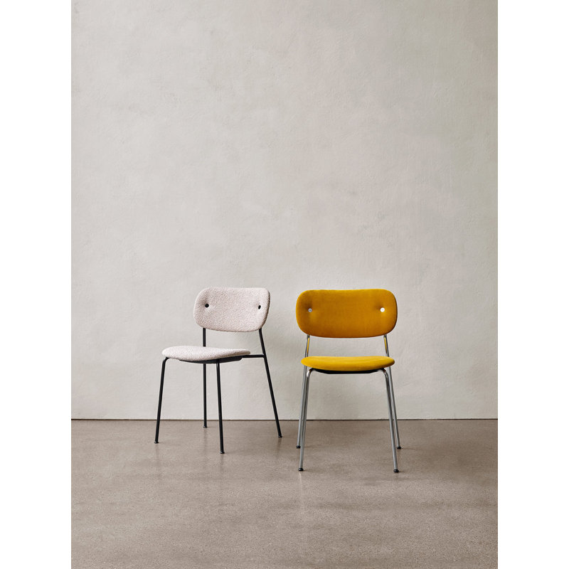 Co Upholstered Dining Chair, Bouclé 02 Acrylic, Chrome