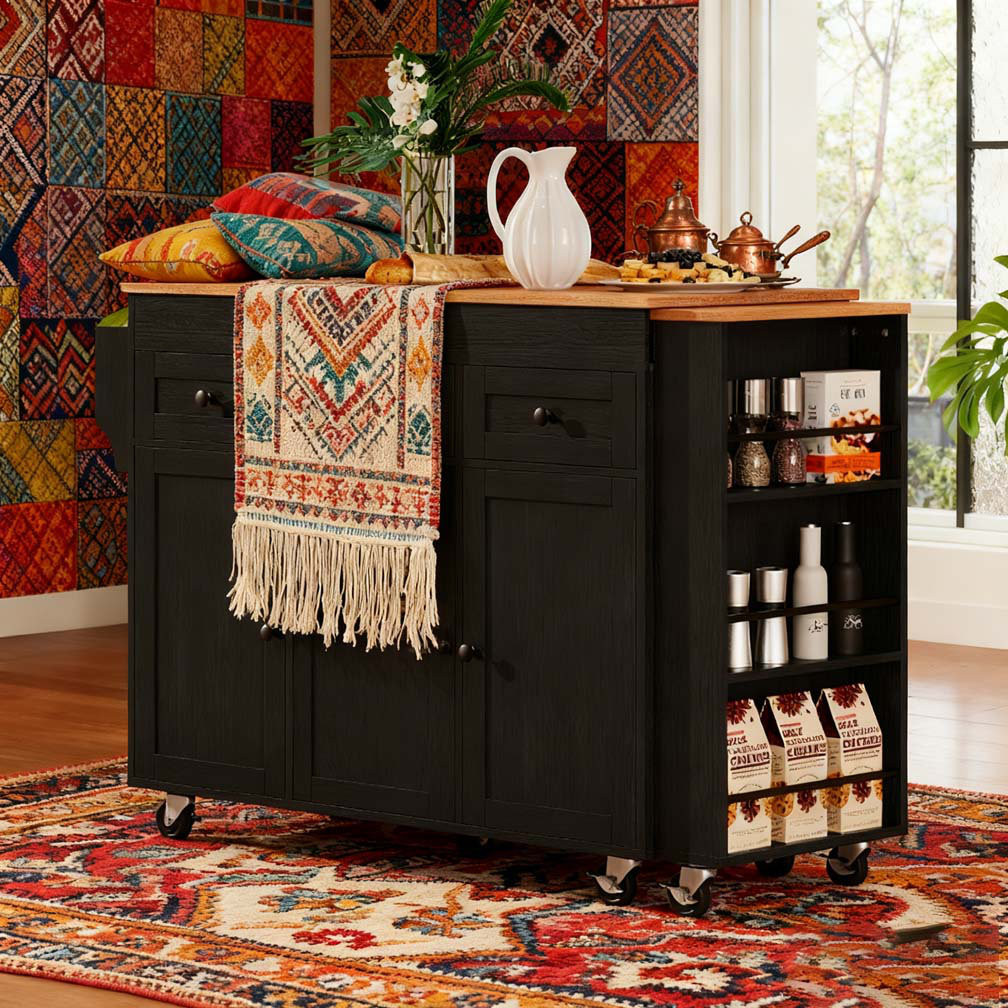 Red Barrel Studio 85.5" Kitchen Island with Extendable Dining Table ...