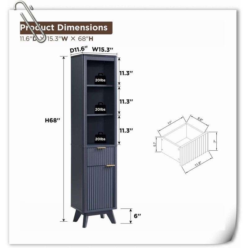 Armoire à linge en bois manufacturé Jamela, Gris foncé