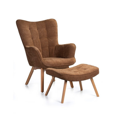 Nekoma Upholstered Accent Chair with Footstool