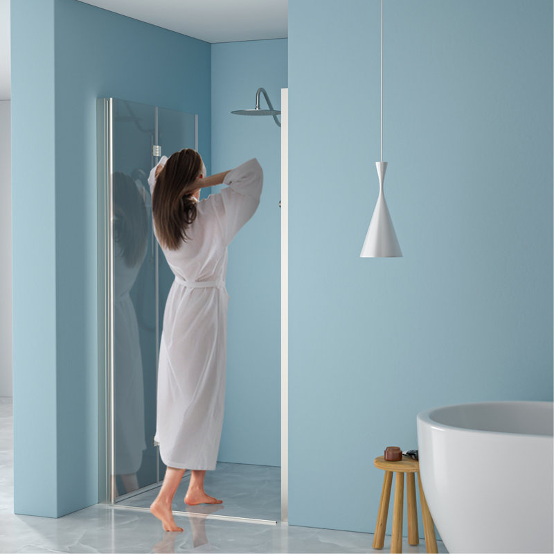30"W X 72"H Fold Frameless Shower Door With Tempered Glass, 1/4 Inch (6 Mm), Nickel