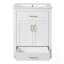 Meuble-lavabo avec lavabo et rangement en céramique intégrés, pour les petites et moyennes salles de bain-440677601