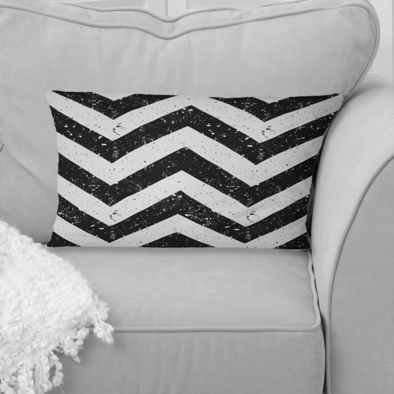 Black White Chevron - Transitional Lumbar Pillow