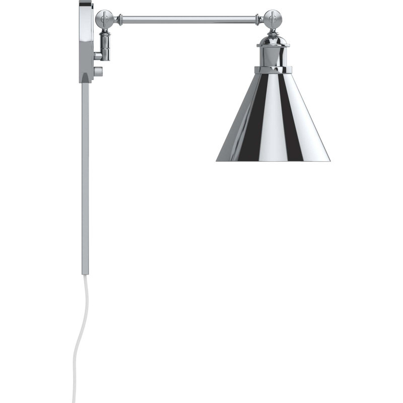 v4991 Applique murale articulée en nickel poli à brancher avec interrupteur rotatif Mellissia, Nickel poli