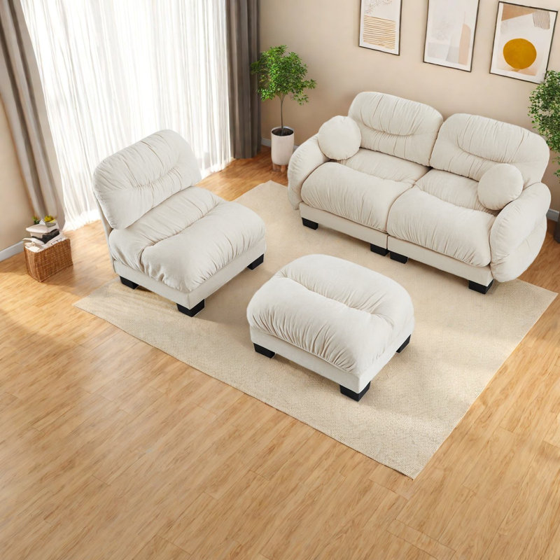 Canapés modulaires en chenille à compression, forme en L plissé moderne pour la maison