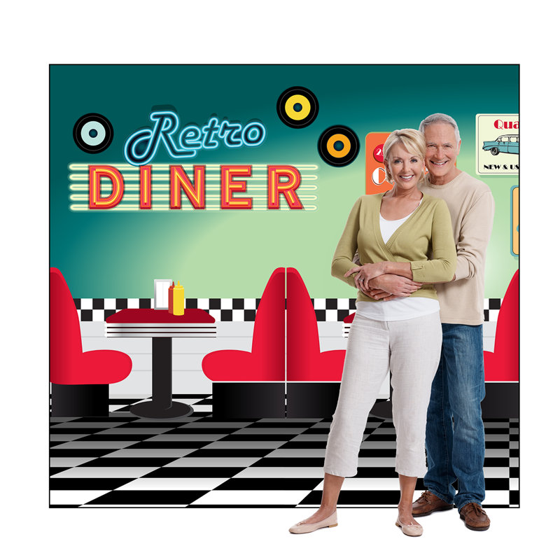 84'' Retro Diner Double Wide Cardboard Cutout
