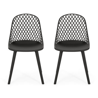 Weather- Outdoor Seating - Lily Chair In Black Polypropylene With Stylish Pattern And Frame, 20.3 In. Package Height Properties Look, 17.73 Depth