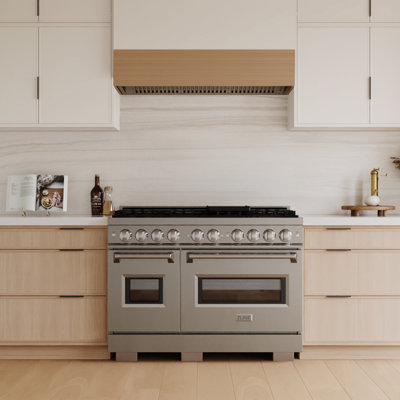 ZLINE Autograph Edition 48 in. 6.7 cu. ft. Classic Double Oven Dual Fuel Range with 8 Burner Gas Cooktop