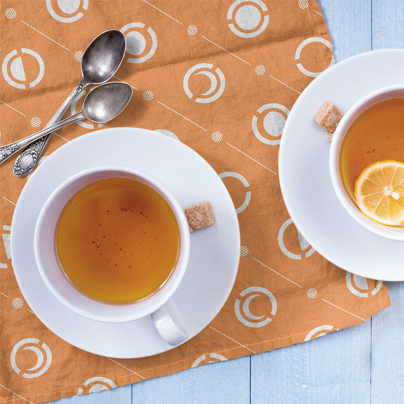 Torchon Moon phases, Orange citrouille, Croisé en coton