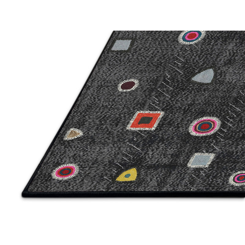 Tapis contemporain noir / rouge, Rectangle 5 pi x 7 pi