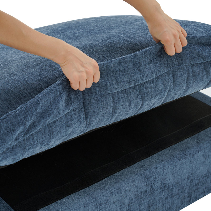 6 Seater Sectional, Navy Chenille