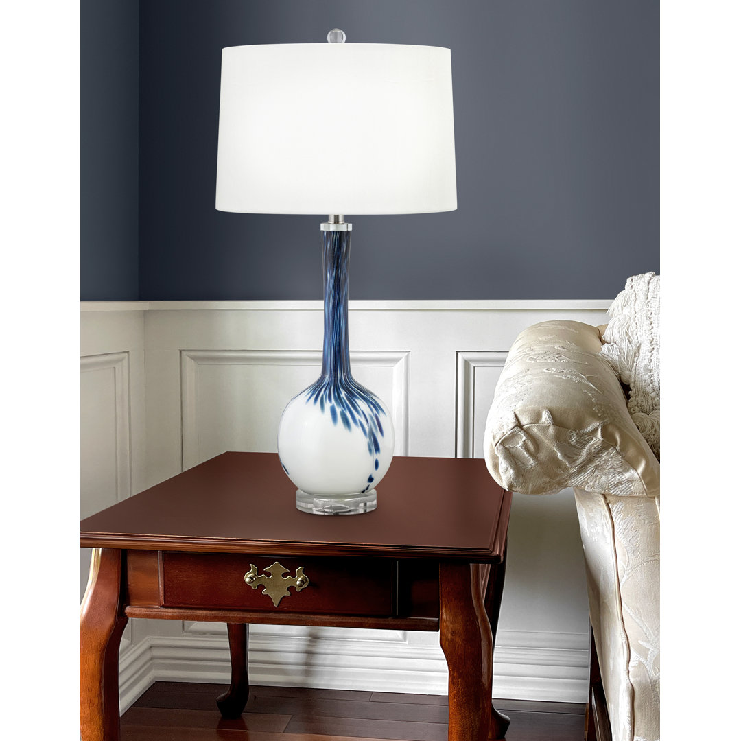 Sanremo 30 in. Blue & White Glass Table Lamp Medallion Lighting