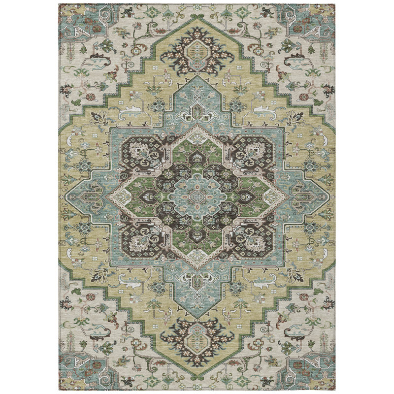 Tapis intérieur / extérieur lavable beige Lani , 5' x 7'6"