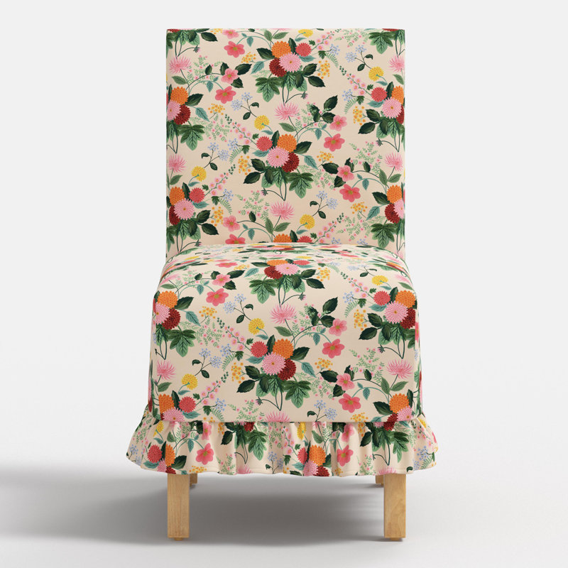Chaise de salle à manger avec housse Louise en dahlia multicolore, Dahlia multicolore