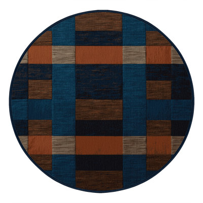 Machine Washable Checkered Purple Area Rug