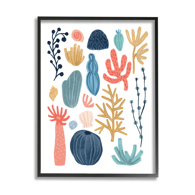 «Playful Sea Life» par June Erica Vess, H 14 po x l 11 po, Giclée encadrée noir minuit